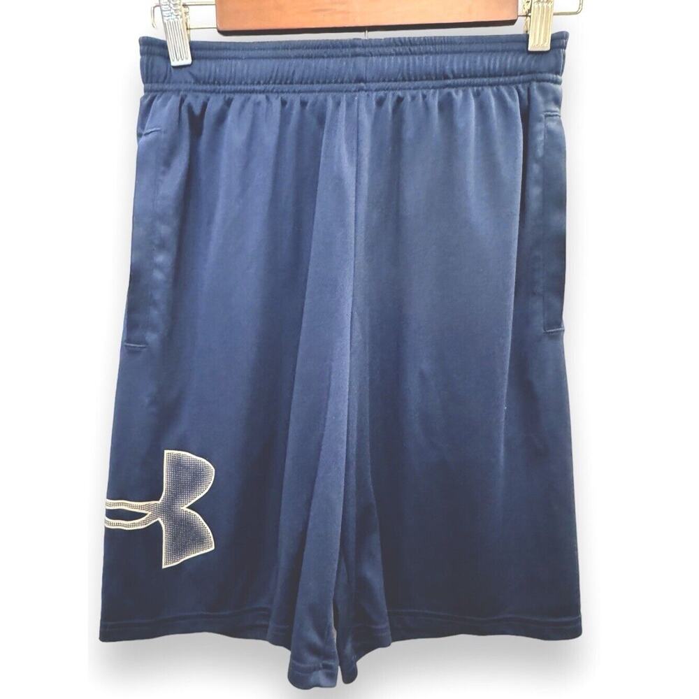 Under Armour Men's S Loose Heat Gear Logo Athletic Basketball Gym Shorts Blue